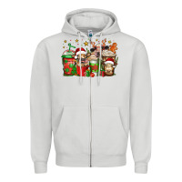 Dove Grey christmas cows coffee Zipper Hoodie - Jasminsmagicworld