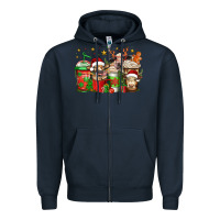 Navy christmas cows coffee Zipper Hoodie - Jasminsmagicworld