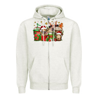 Oatmeal Heather christmas cows coffee Zipper Hoodie - Jasminsmagicworld
