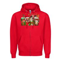 Red christmas cows coffee Zipper Hoodie - Jasminsmagicworld