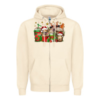 Sandshell christmas cows coffee Zipper Hoodie - Jasminsmagicworld
