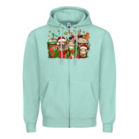 Seafoam christmas cows coffee Zipper Hoodie - Jasminsmagicworld