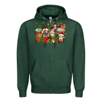 Sports Green christmas cows coffee Zipper Hoodie - Jasminsmagicworld
