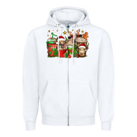 White christmas cows coffee Zipper Hoodie - Jasminsmagicworld
