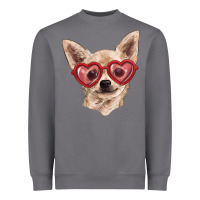 Storm chihuahua dog with love glasses Heavyweight Sweatshirt - RanaPortraitStore