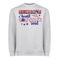 Heather Grey American heart southern soul Heavyweight Sweatshirt - texasbilliewilder