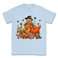 Dusty Blue thankful pumpkins and turkey Classic Tee - AdoDesignShop