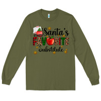 Army Green santa's favorite substitute Long Sleeve Tee - AdoDesignShop