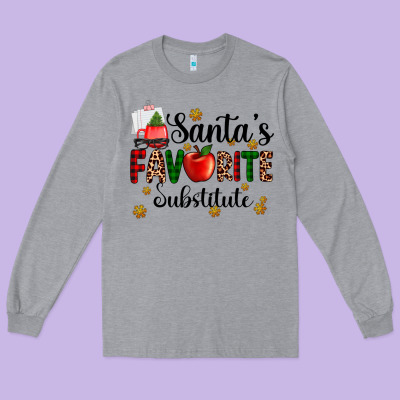 Santa's Favorite Substitute Long Sleeve Tee Designed By Adodesignshop