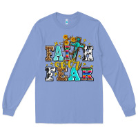 Colony Blue faith over fear with cross and sunflowers Long Sleeve Tee - AdoDesignShop