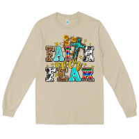 Mushroom faith over fear with cross and sunflowers Long Sleeve Tee - AdoDesignShop