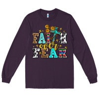 Plum faith over fear with cross and sunflowers Long Sleeve Tee - AdoDesignShop