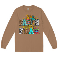 Toasted Coconut faith over fear with cross and sunflowers Long Sleeve Tee - AdoDesignShop