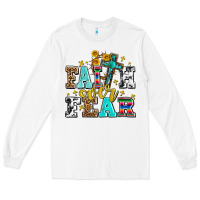 White faith over fear with cross and sunflowers Long Sleeve Tee - AdoDesignShop