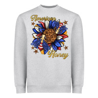 Heather Grey American honey with bee Heavyweight Sweatshirt - texasbilliewilder