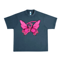 Midnight Navy Breast Cancer Butterfly Urban Heavy Tee - texasbilliewilder