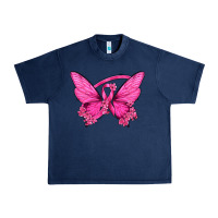 Navy Breast Cancer Butterfly Urban Heavy Tee - texasbilliewilder