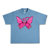 Pebble Blue Breast Cancer Butterfly Urban Heavy Tee - texasbilliewilder