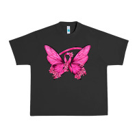 Pigment Black Breast Cancer Butterfly Urban Heavy Tee - texasbilliewilder