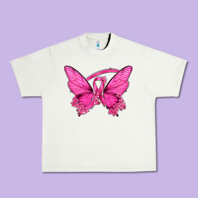 Breast Cancer Butterfly Urban Heavy Tee Designed By Texasbilliewilder