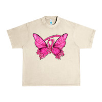 Sandshell Breast Cancer Butterfly Urban Heavy Tee - texasbilliewilder
