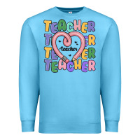 Ocean Blue teacher and pencil heart Premium Sweatshirt - MaliasSmallBusiness