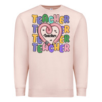 Pale Pink teacher and pencil heart Premium Sweatshirt - MaliasSmallBusiness