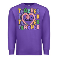 Purple teacher and pencil heart Premium Sweatshirt - MaliasSmallBusiness