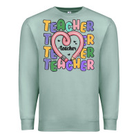 Seafoam teacher and pencil heart Premium Sweatshirt - MaliasSmallBusiness