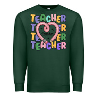 Sports Green teacher and pencil heart Premium Sweatshirt - MaliasSmallBusiness