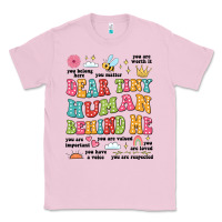 Bubblegum Pink customized teacher dear tiny human behind me back Classic Tee - JahusDesignShop