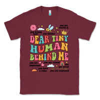 Burgundy customized teacher dear tiny human behind me back Classic Tee - JahusDesignShop