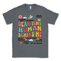 Charcoal Heather customized teacher dear tiny human behind me back Classic Tee - JahusDesignShop