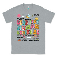 Heather Grey customized teacher dear tiny human behind me back Classic Tee - JahusDesignShop