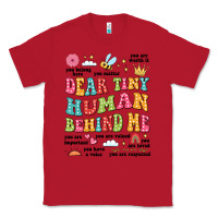 Red customized teacher dear tiny human behind me back Classic Tee - JahusDesignShop