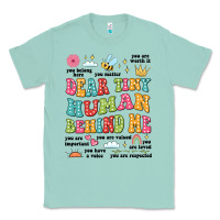 Seafoam customized teacher dear tiny human behind me back Classic Tee - JahusDesignShop