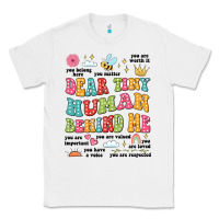 White customized teacher dear tiny human behind me back Classic Tee - JahusDesignShop
