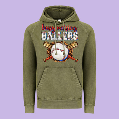 Busy Raising Ballers Baseball Vintage Hoodie Designed By Texasbilliewilder