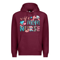 Burgundy Wife Mom Nurse Premium Hoodie - BundleAndBundleShop