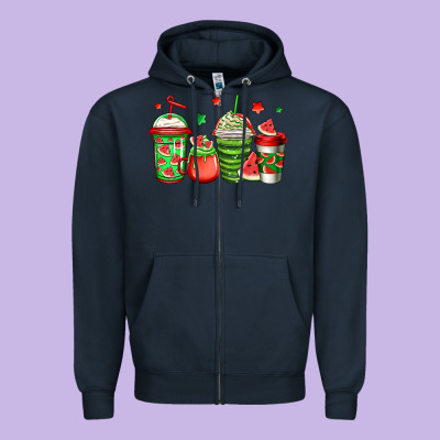 Watermelon Coffee Zipper Hoodie Designed By Jasminsmagicworld