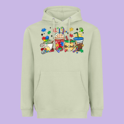 Autism Awareness Day Coffee Cups Heavyweight Hoodie Designed By Maliassmallbusiness