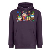 Plum autism awareness day coffee cups Heavyweight Hoodie - MaliasSmallBusiness