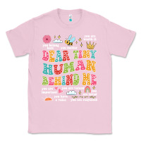 Bubblegum Pink customized teacher dear tiny human behind me back Classic Tee - JahusDesignShop
