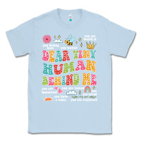 Dusty Blue customized teacher dear tiny human behind me back Classic Tee - JahusDesignShop