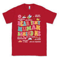 Red customized teacher dear tiny human behind me back Classic Tee - JahusDesignShop