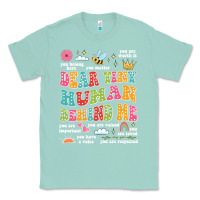 Seafoam customized teacher dear tiny human behind me back Classic Tee - JahusDesignShop