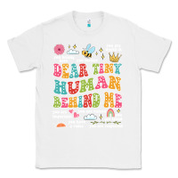 White customized teacher dear tiny human behind me back Classic Tee - JahusDesignShop