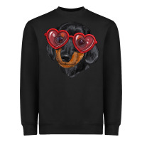 Black dachshund with love glasses Heavyweight Sweatshirt - RanaPortraitStore