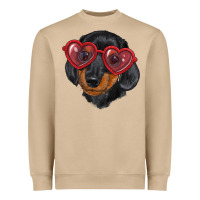 Dachshund With Love Glasses Heavyweight Sweatshirt | Teevron