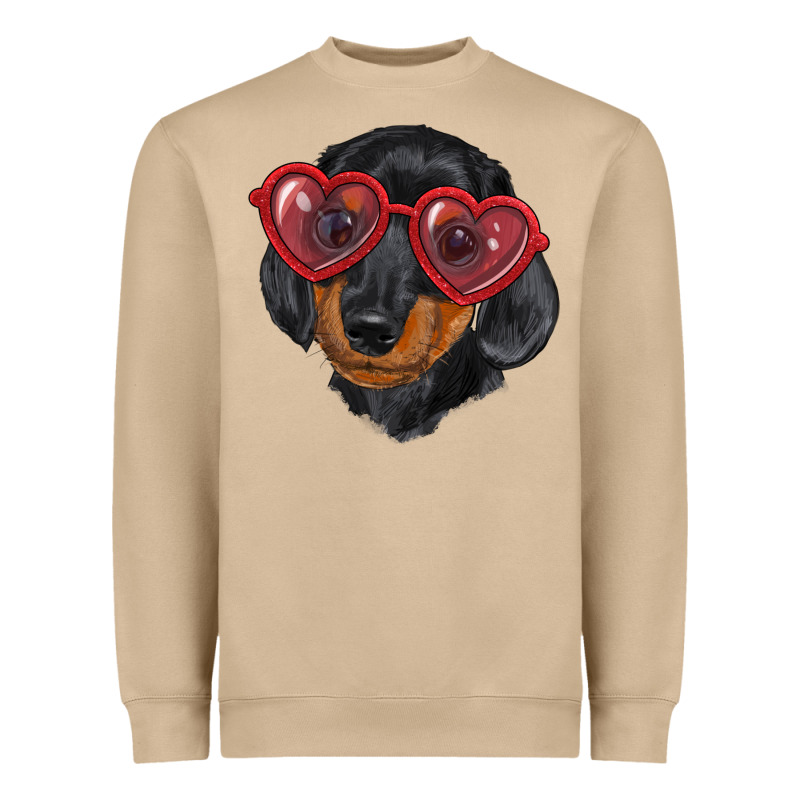 Dachshund With Love Glasses Heavyweight Sweatshirt by RanaPortraitStore | Teevron